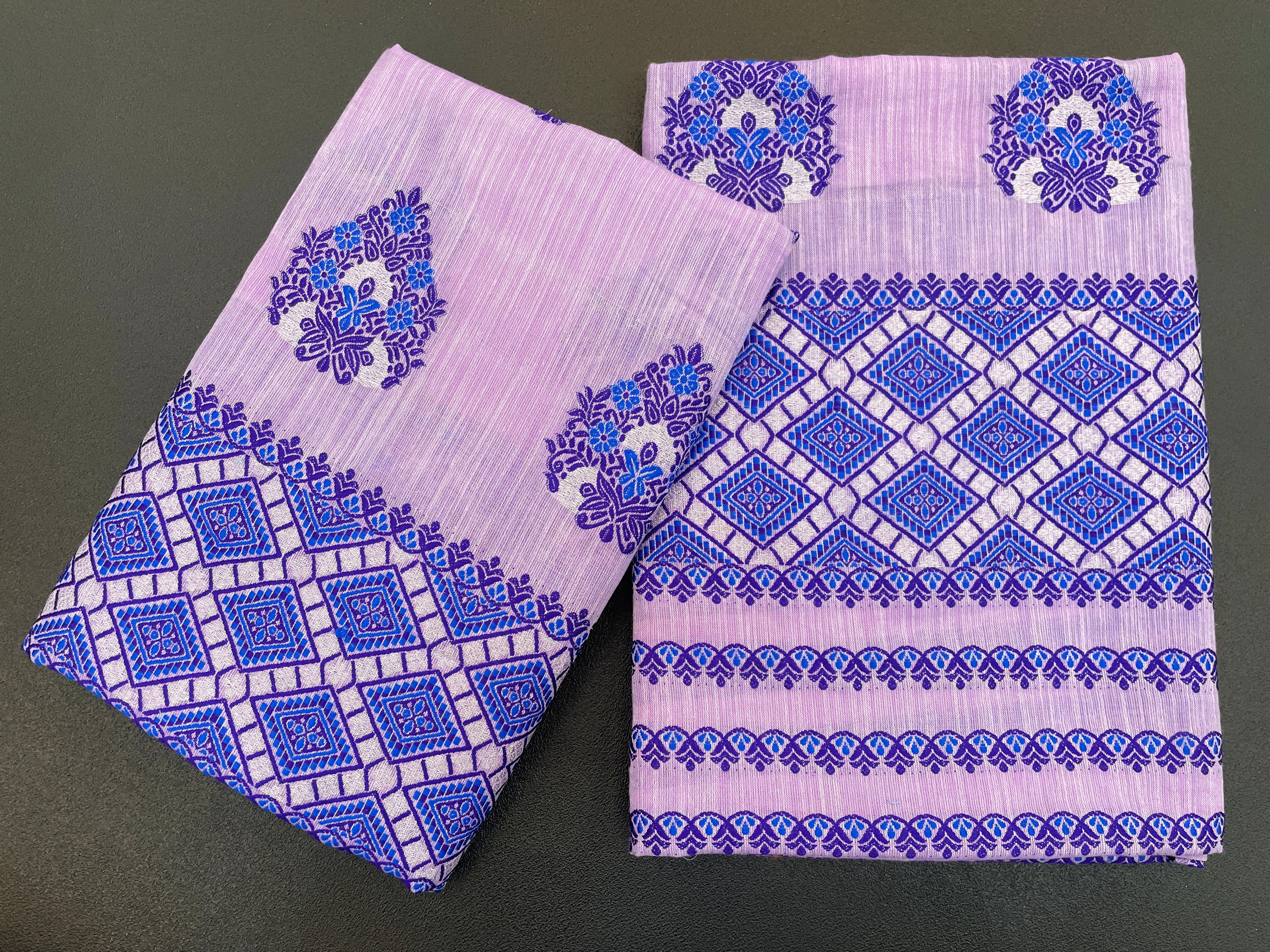 Elegant Assamese Mekhela Chador Set with Embroidered Detailing