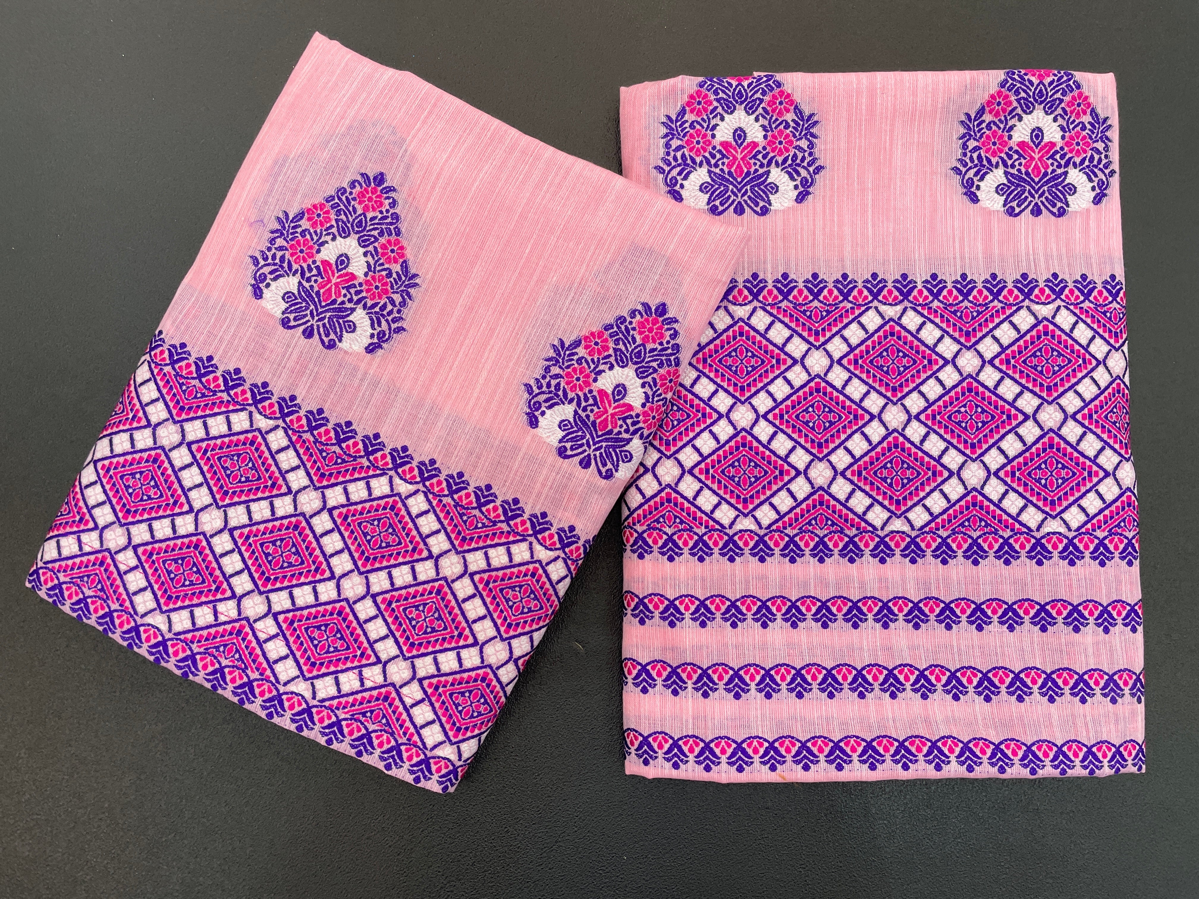Elegant Assamese Mekhela Chador Set with Embroidered Detailing