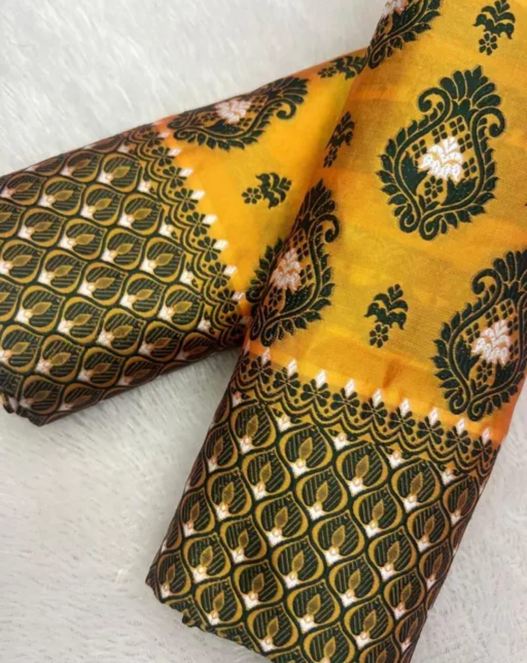 Mixpaat Assamese Poly Silk Mekhela Chador Set – Elegant Printed Traditional Wear