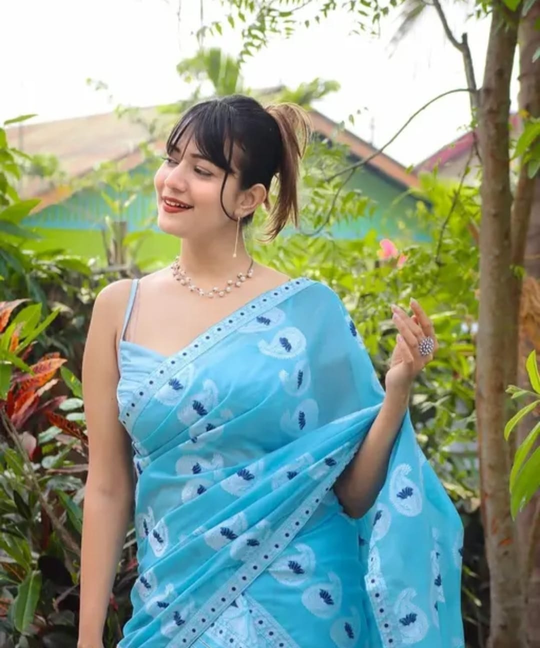 AC Cotton Jura Assamese Mekhela Chador Set – Embroidered Traditional Wear with Blouse Piece