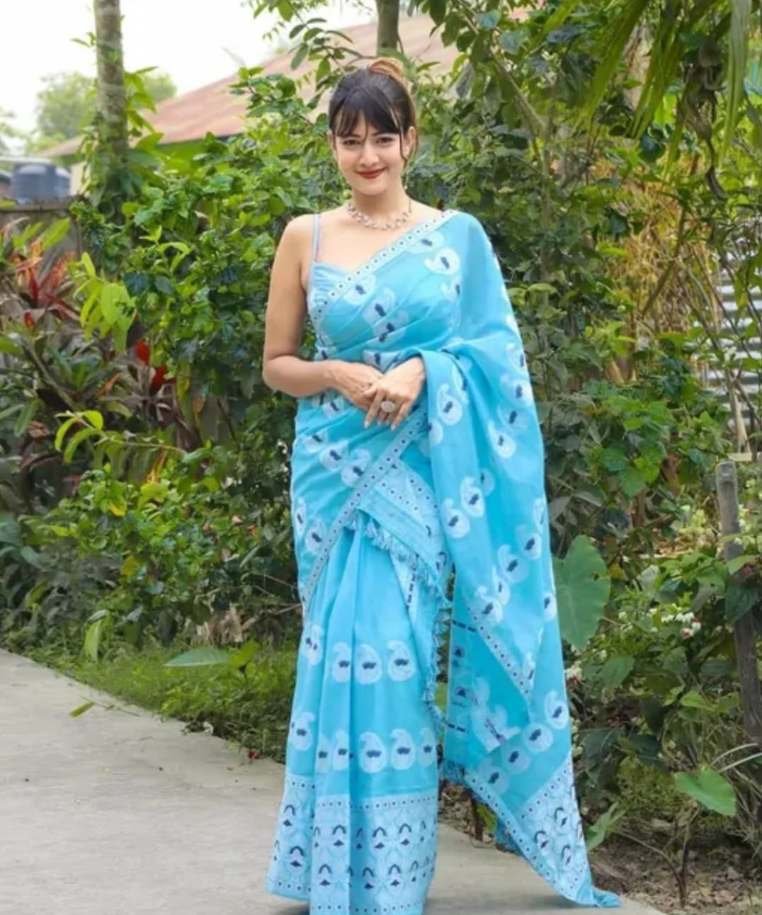 AC Cotton Jura Assamese Mekhela Chador Set – Embroidered Traditional Wear with Blouse Piece