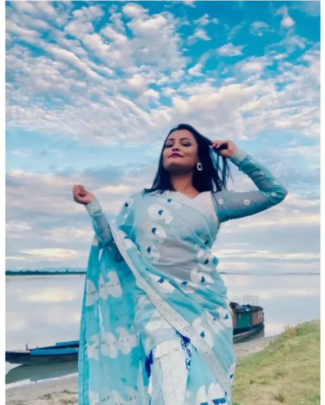 AC Cotton Jura Assamese Mekhela Chador Set – Embroidered Traditional Wear with Blouse Piece