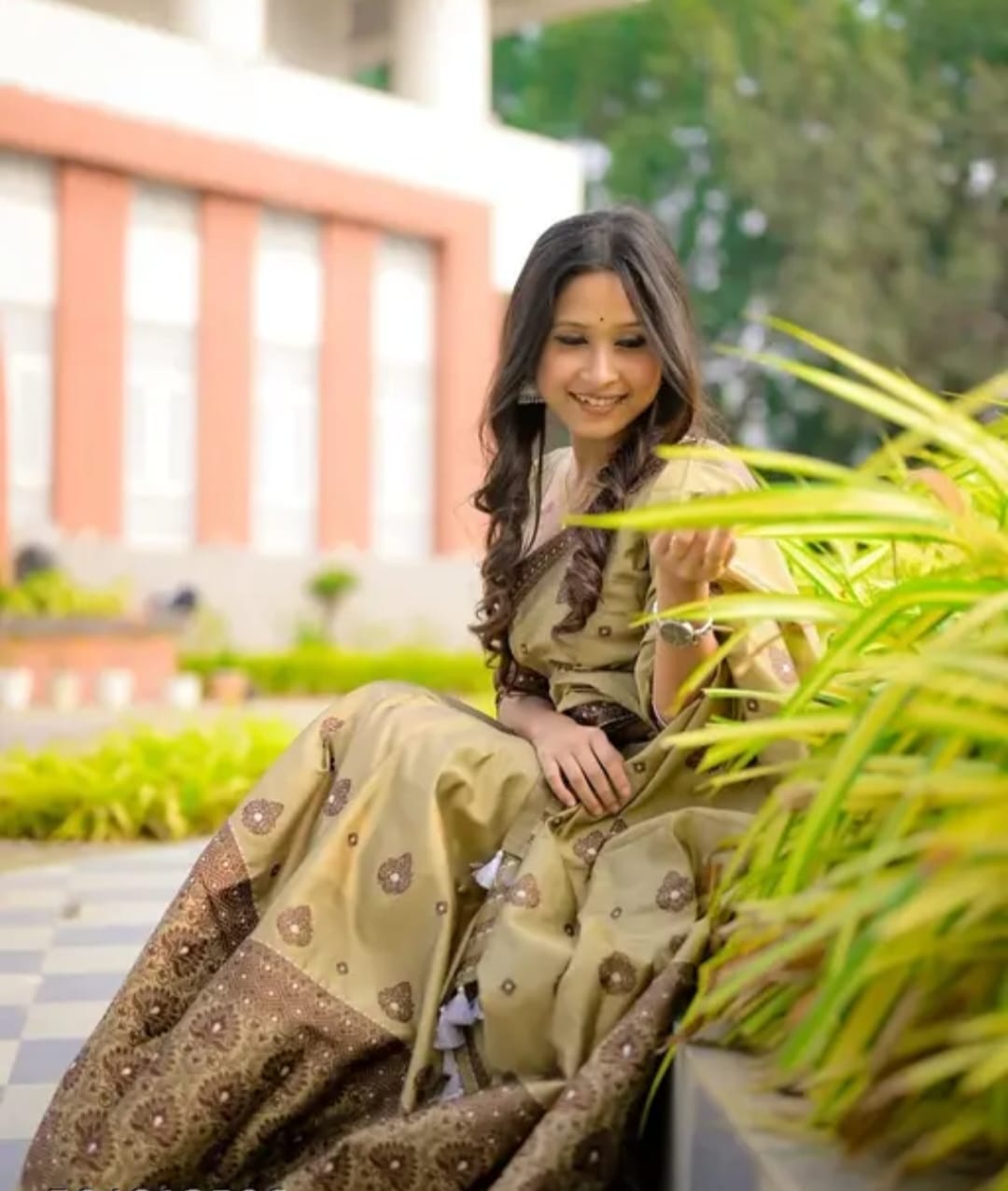 Elegant Olive Green Mix Poly Paat Assamese Mekhela Chador Set – Art Silk with Woven Design