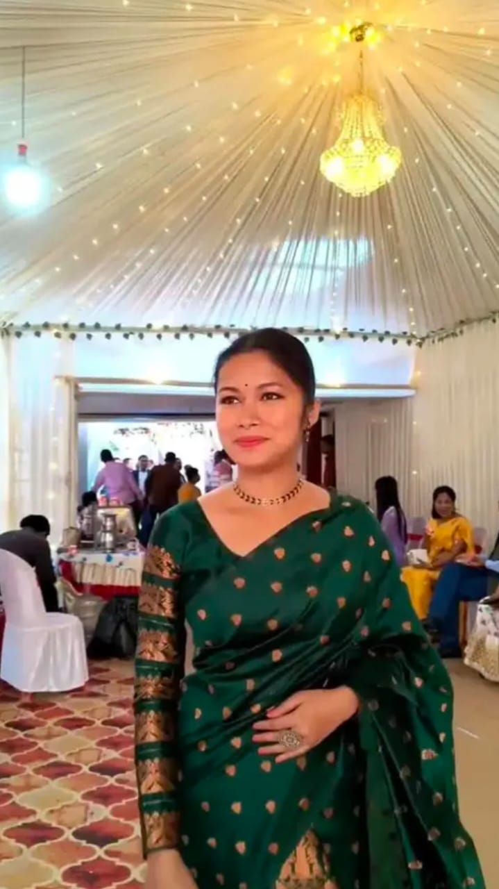 Gorgeous Green Mix Poly Paat Assamese Mekhela Chador Set – Woven Art Silk Elegance