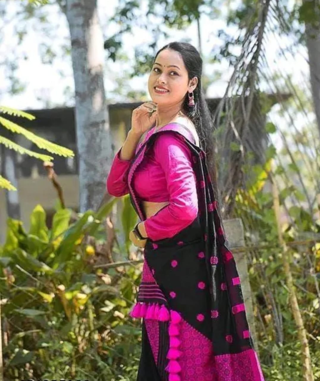 Assamese Mekhela Chador Set for Women – AC Cotton Embroidered with Blouse