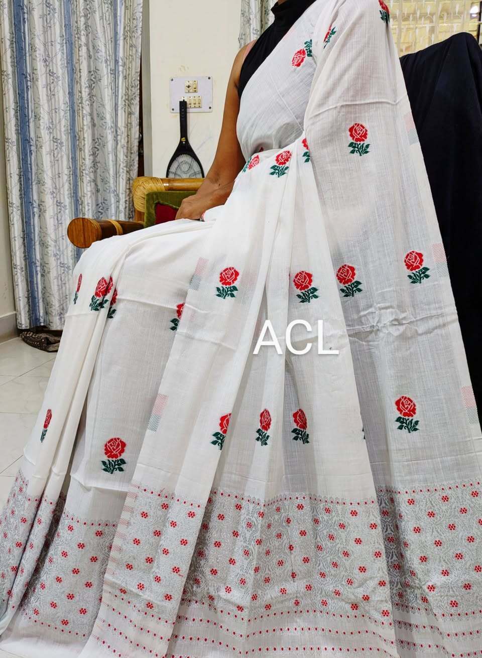 Buwa Cotton Mekhela Chador – Woven Floral Assamese Traditional Set