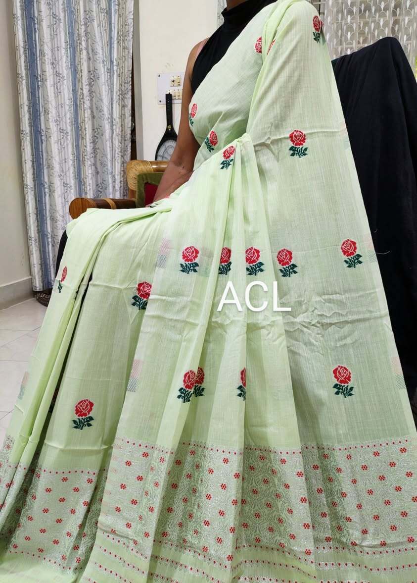 Buwa Cotton Mekhela Chador – Woven Floral Assamese Traditional Set