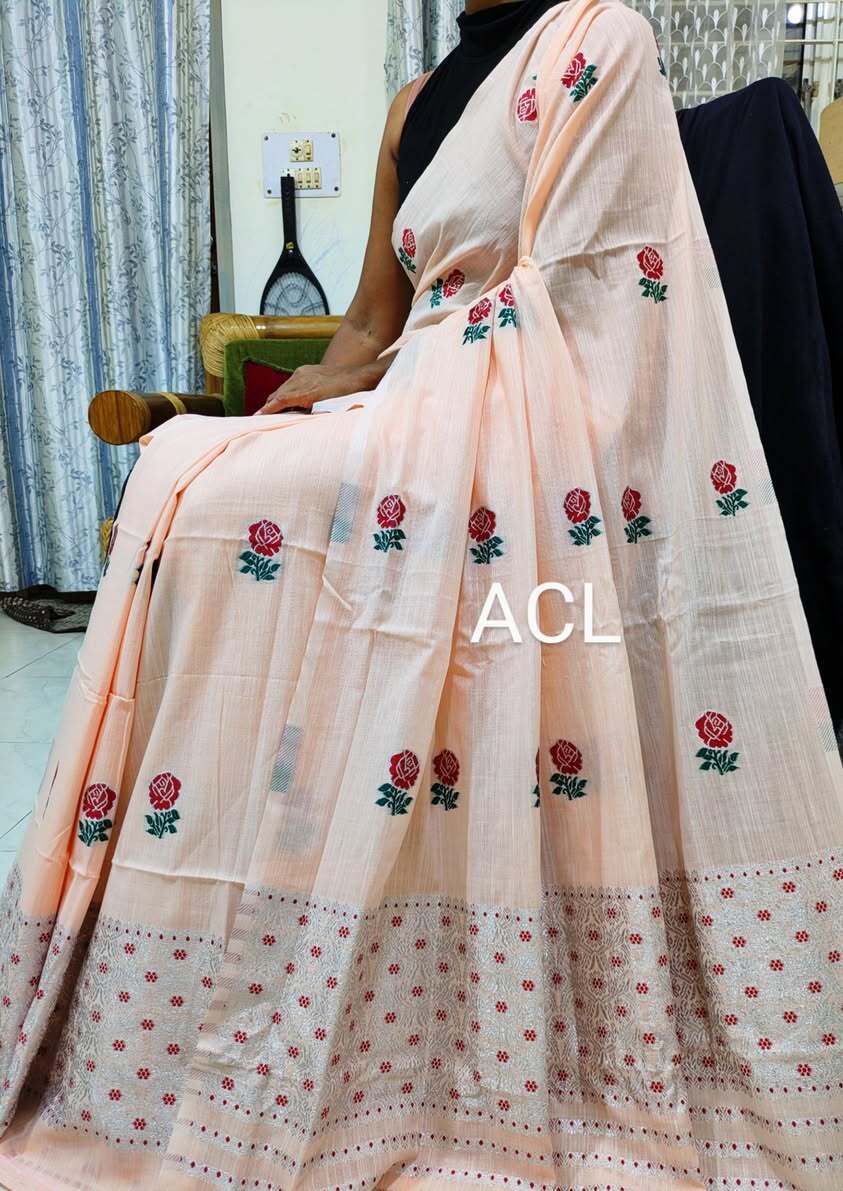 Buwa Cotton Mekhela Chador – Woven Floral Assamese Traditional Set
